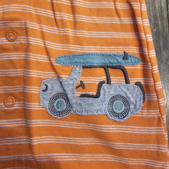 24M Carter's Orange Striped Snap Onesie for Playful Comfort‎ Surfboard Summer - Picture 4 of 8